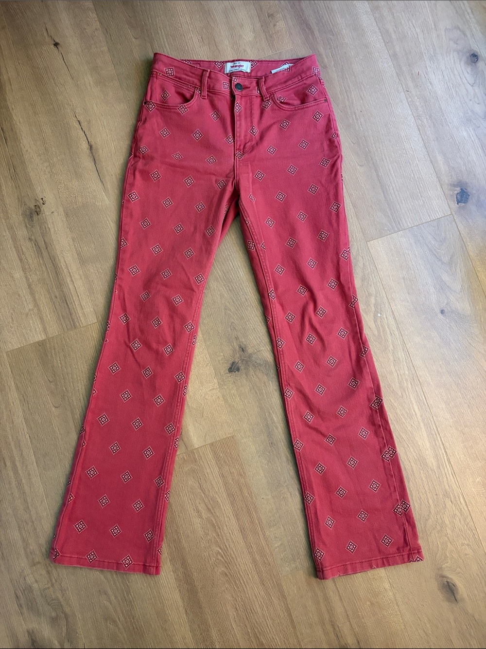 Wrangler Red Bandana Pattern High-Rise Bold Boot Jeans